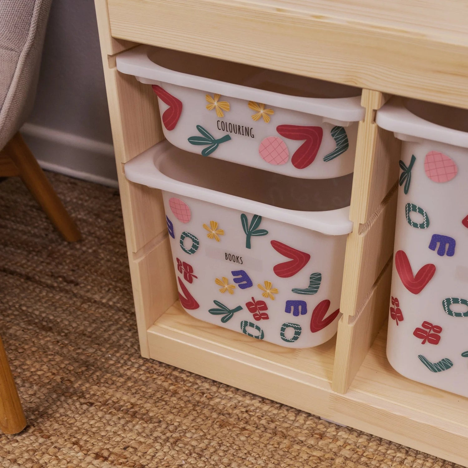 Florals Multicoloured - Storage Tub Decals Organisational