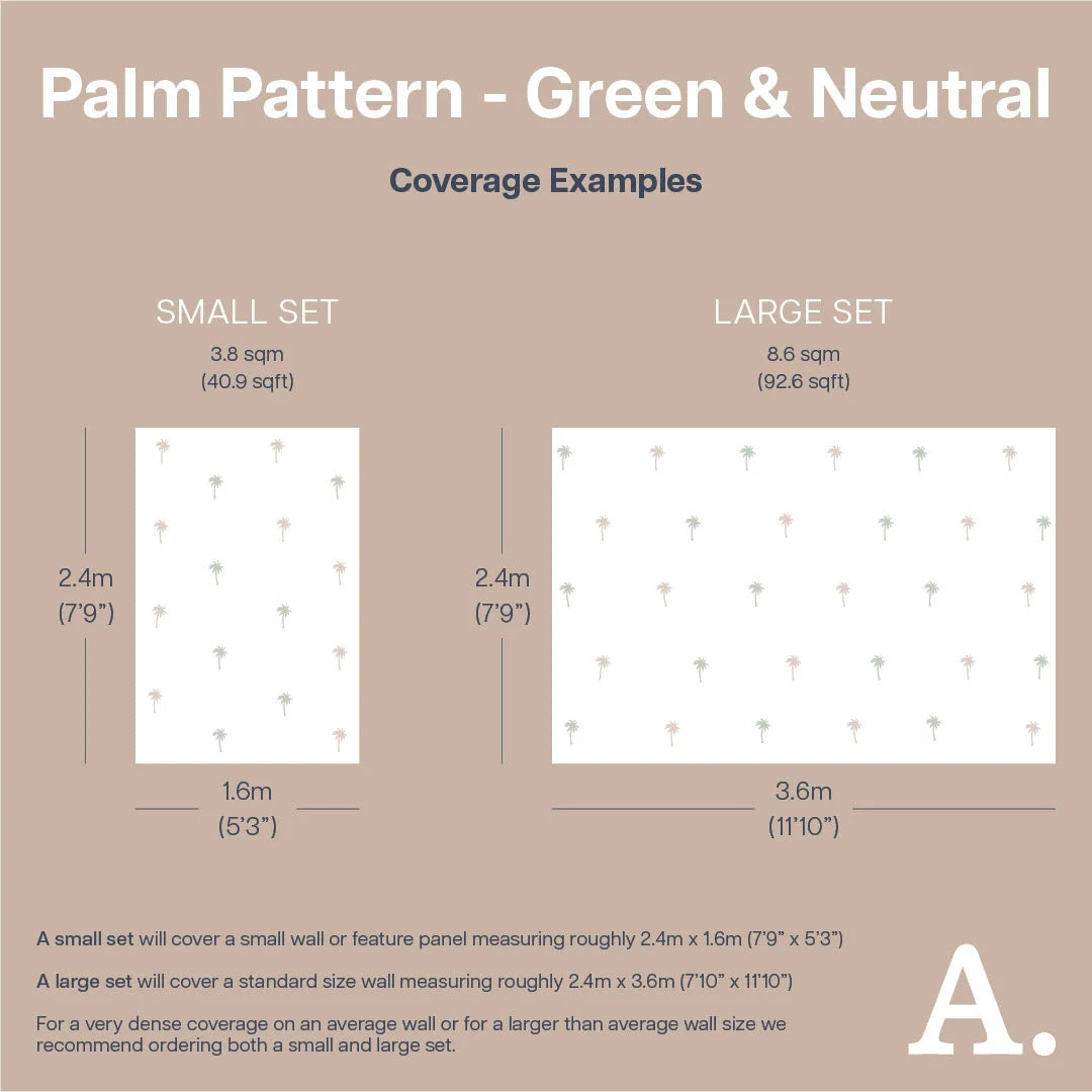 Green &amp; Neutral Palm Wall Decals - Pattern - Decals