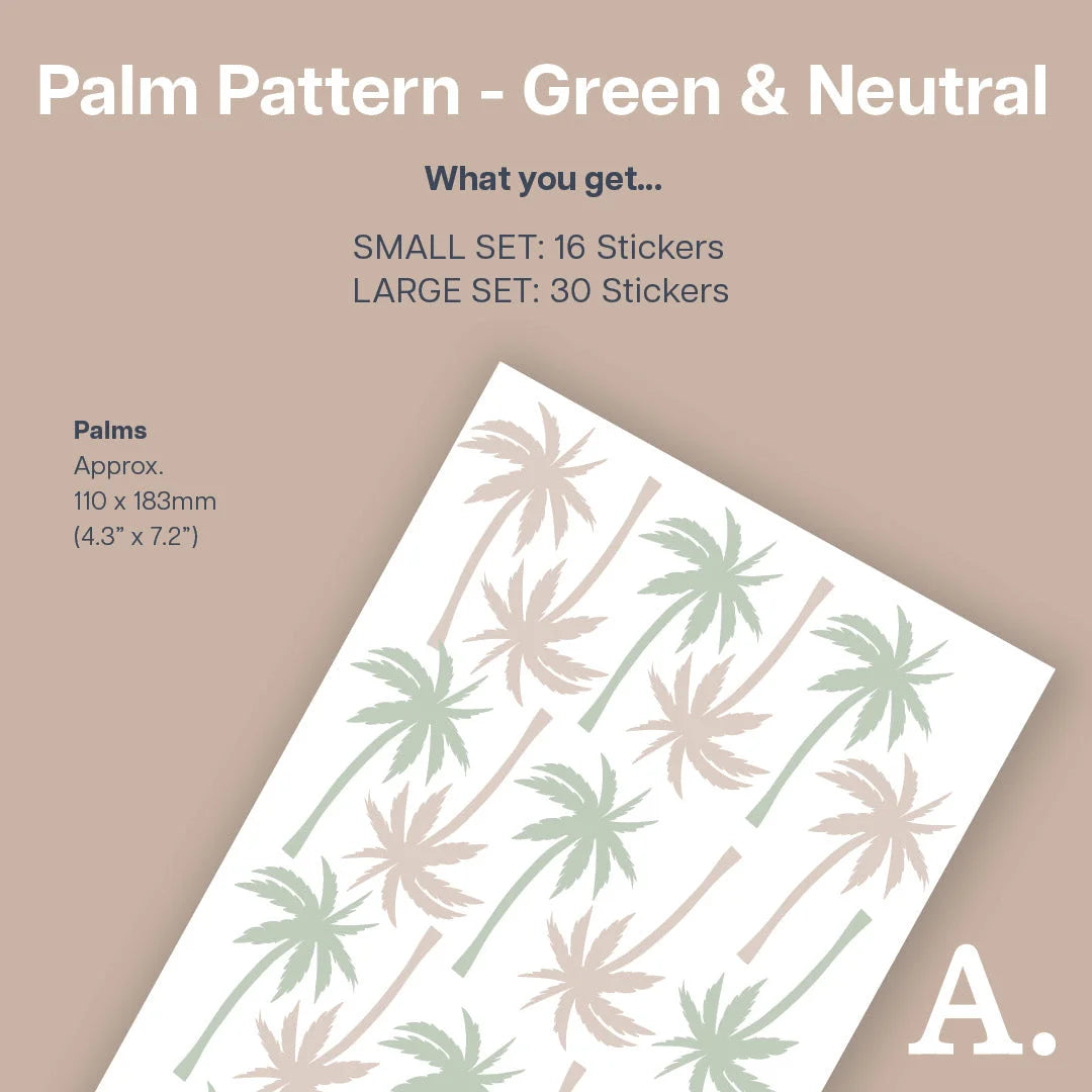 Green & Neutral Palm Wall Decals - Pattern - Decals