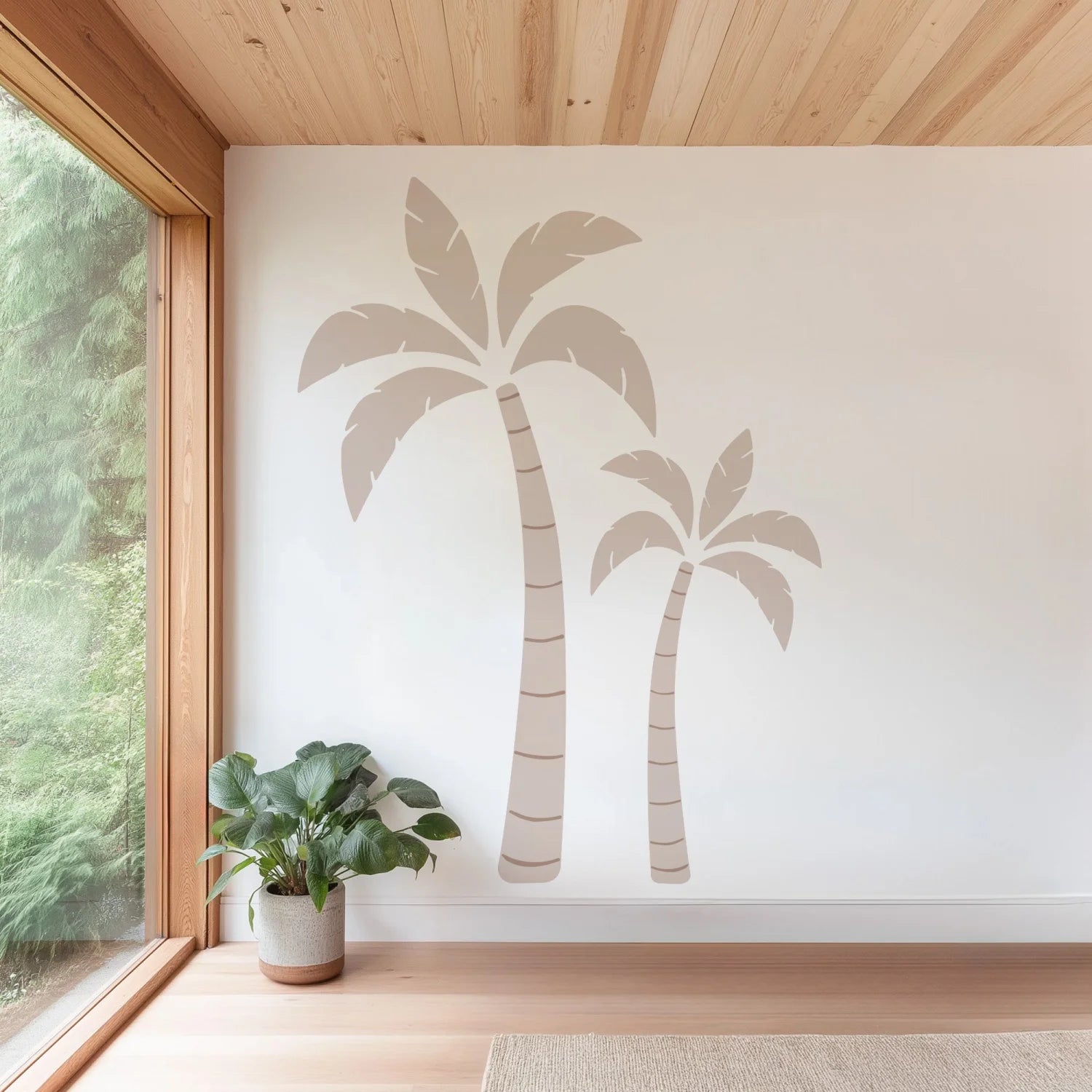 Neutral Palm Tree Wall Decal - Large - Decals - Florals