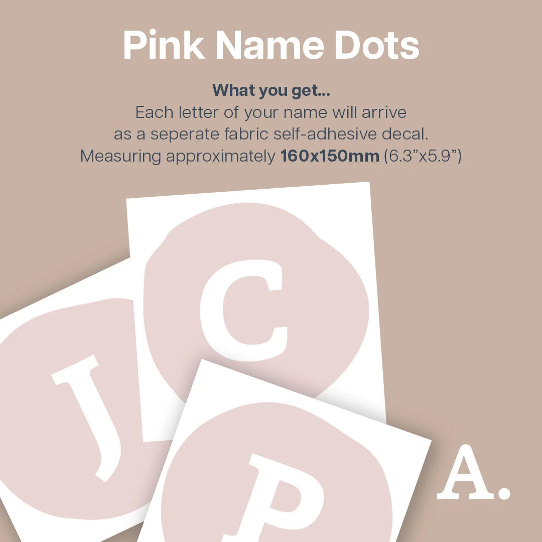 Pink Personalised Name Dots - Decals - Name Dots